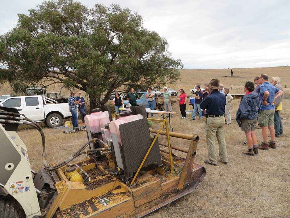Weed control after fire is critical. A gorse control field day was well attended in February 2015 at Darraweit Guim.