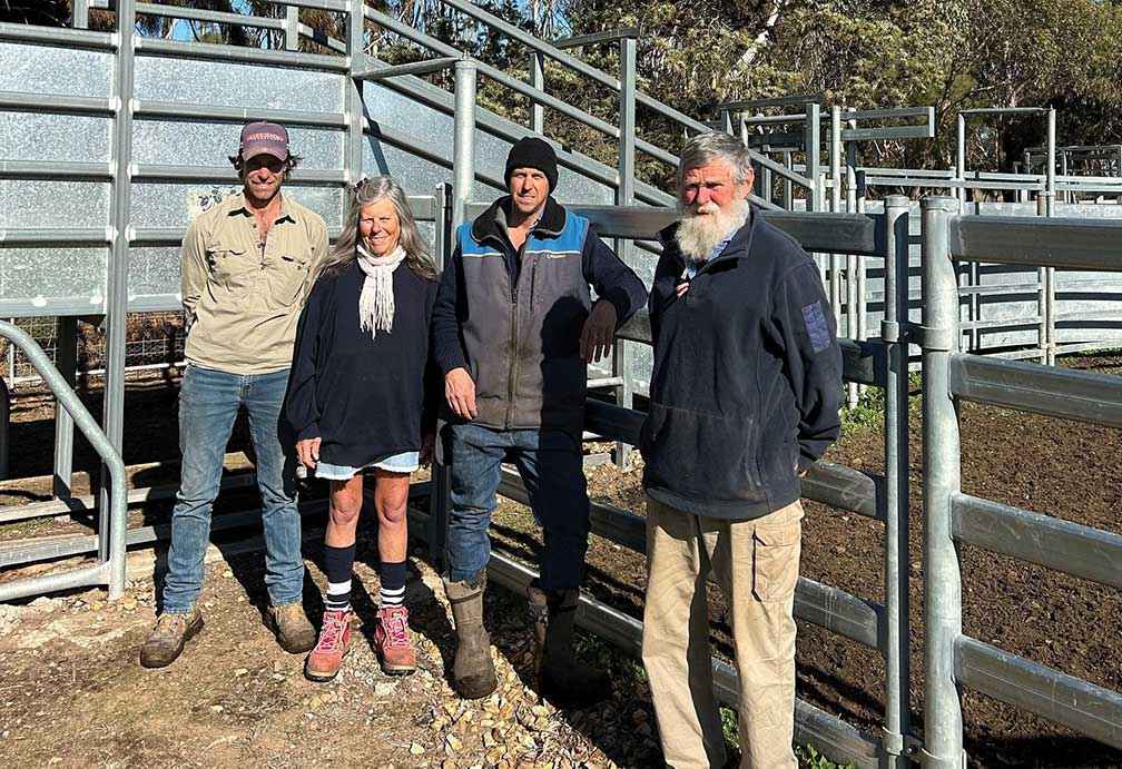 From left, Woody, Cee, Charles, and Bill Blackwell at Corea earlier this year. The family has proven it is possible to run a profitable, high-production livestock enterprise and care for the land that supports it.
