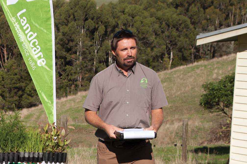 David Bateman speaking at the announcement of the Victorian Landcare Grants and Landcare facilitator funding in 2019.