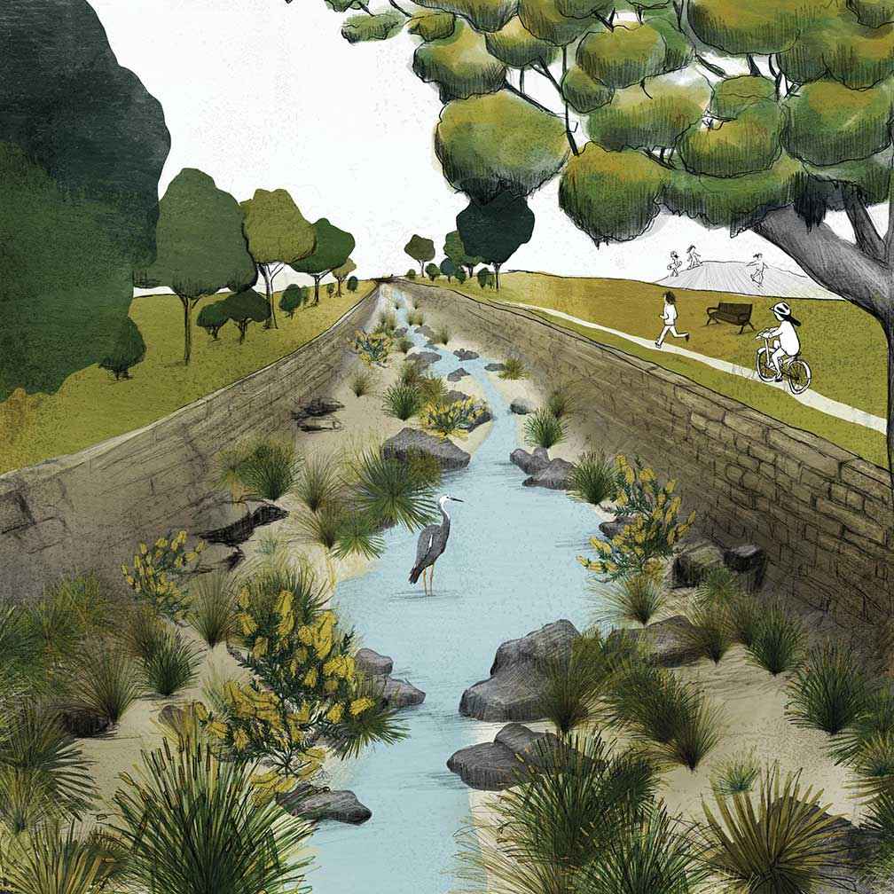 A concept image of a revitalised Forest Creek.