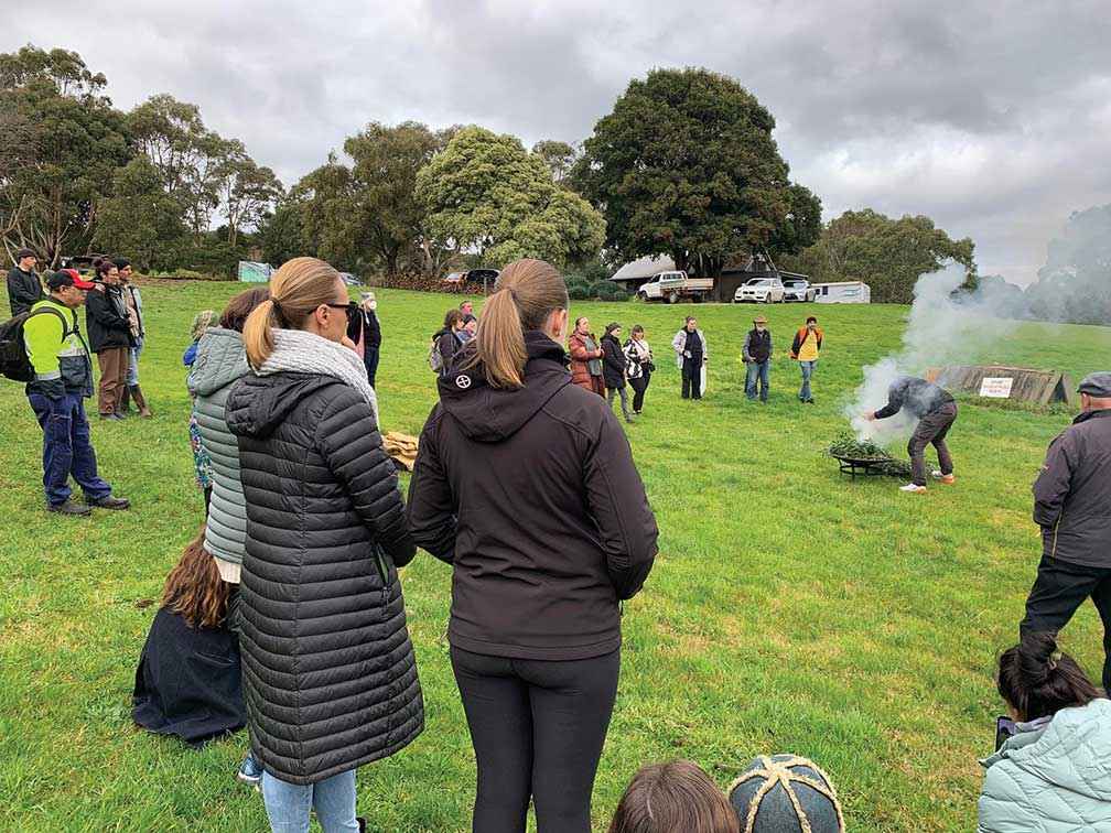 Welcome to Country and smoking ceremony marked our NAIDOC Week planting event with Our Songlines at Main Ridge